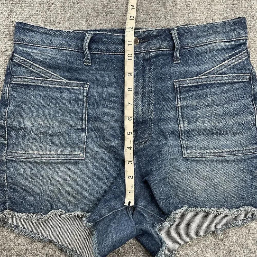 Good American Denim Shorts Size 10/30 High Waist Frayed Hem Stretch GCSBP127SC - Picture 6 of 9